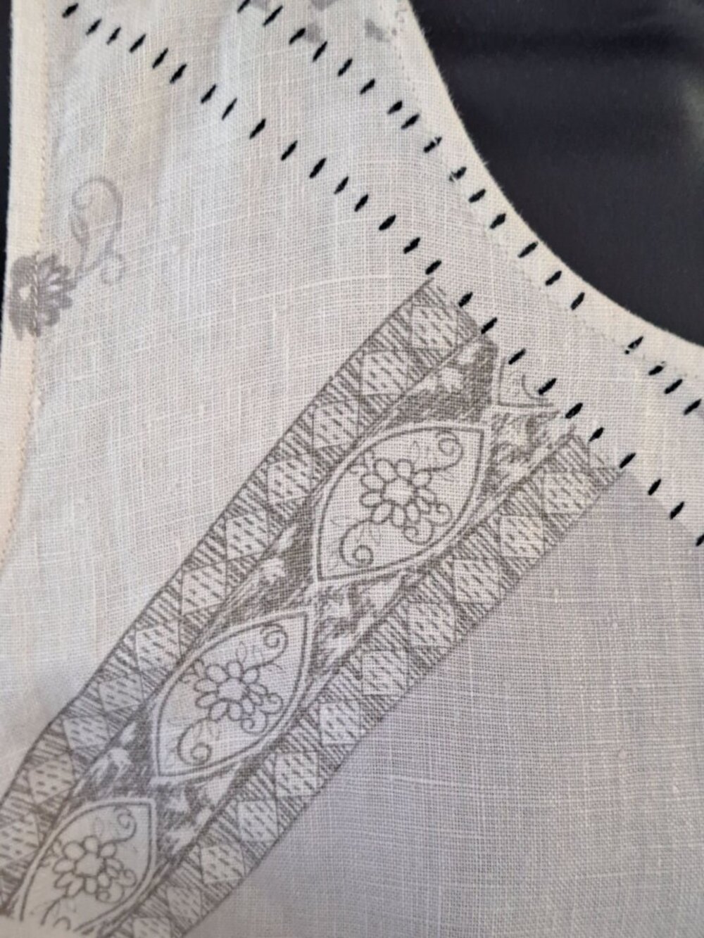 John Paul Richard Linen Sleeveless Maxi Dress Patchwork Print Beige XL Lagenlook - Picture 2 of 9